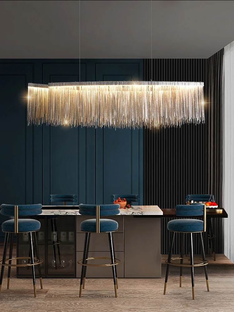 Canteen chandelier light luxury tassel one word bar table lamp post-modern Italian high-end atmosphere hotel table and dining ro