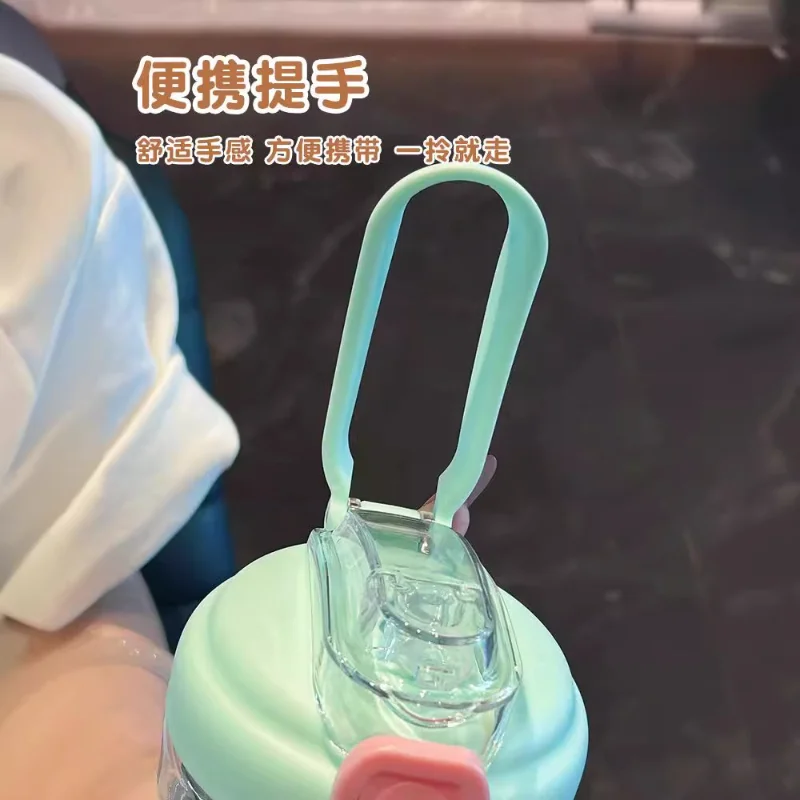 550Ml Snoopy Cangkir Air Mode Kapasitas Besar Cangkir Jerami Plastik Portabel Botol Air Olahraga Luar Ruangan Botol Minuman Anti Bocor