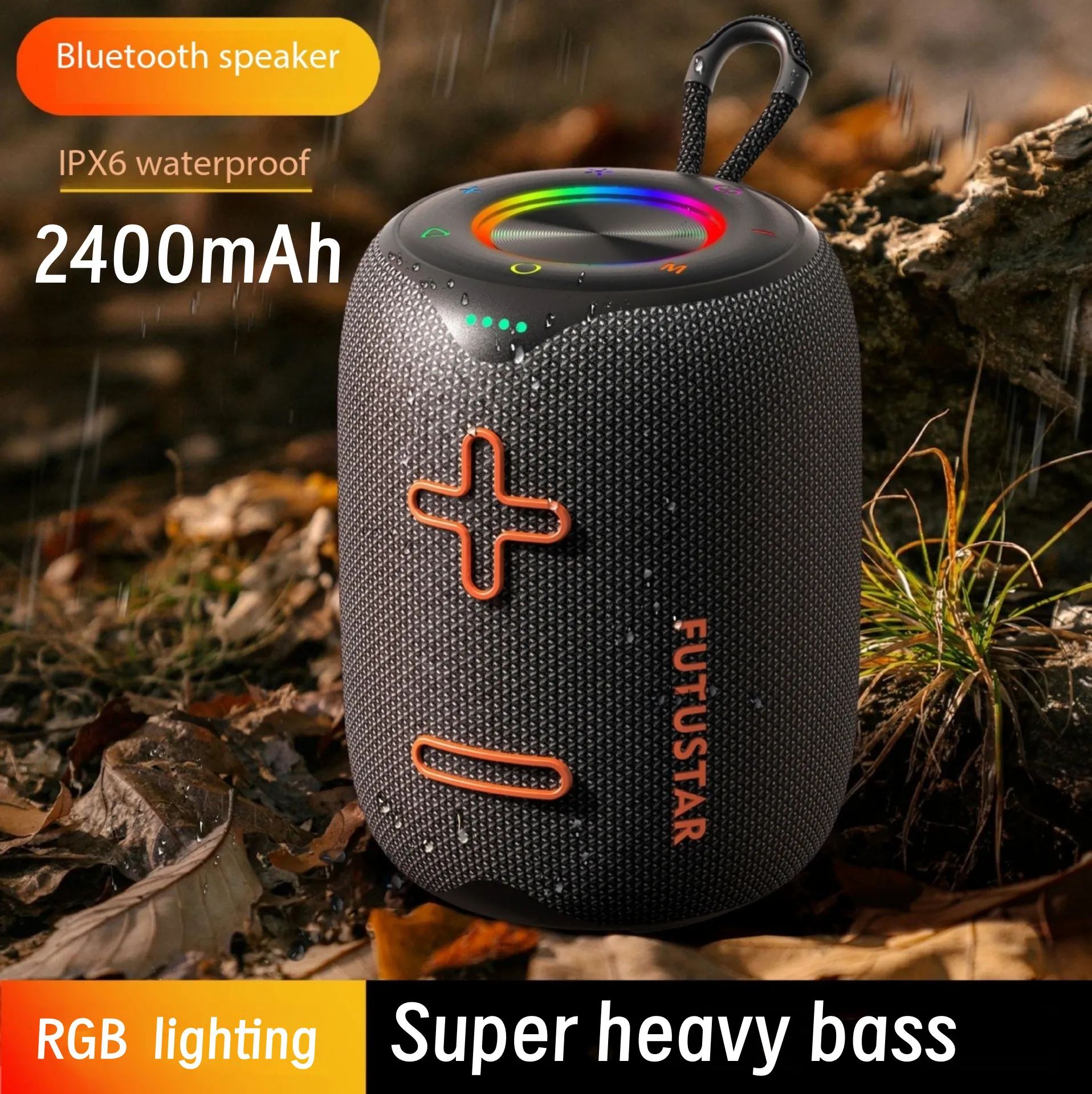 Outdoor Wireless Bluetooth Speakers Creative RGB Lamp Waterproof Portable Card Subwoofer with TWS Stereo USB TF Card Slot Sound