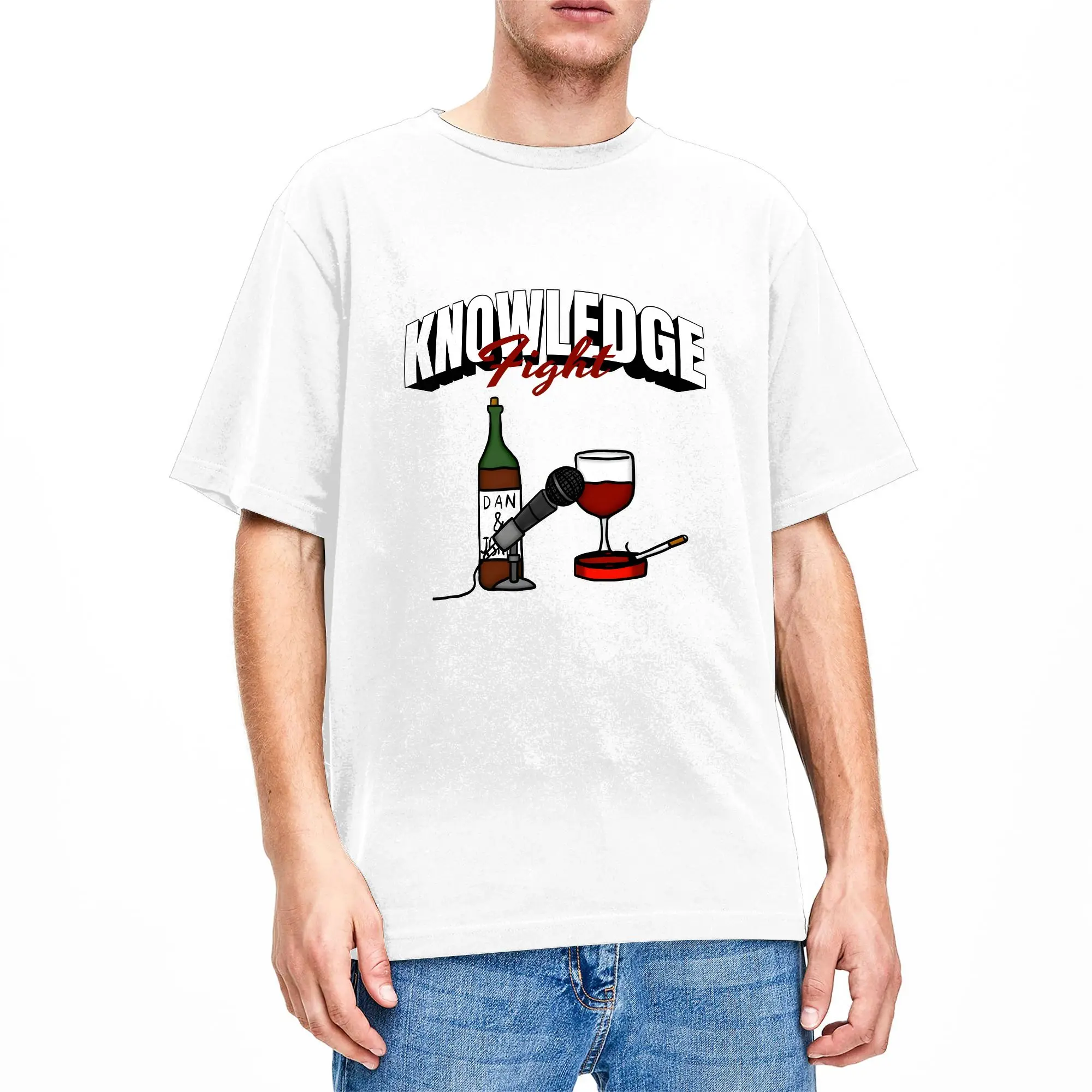 TV Knowledge Fight Men's T Shirts  Vintage Tees Short Sleeve Crewneck T-Shirt 100% Cotton Printed Clothes