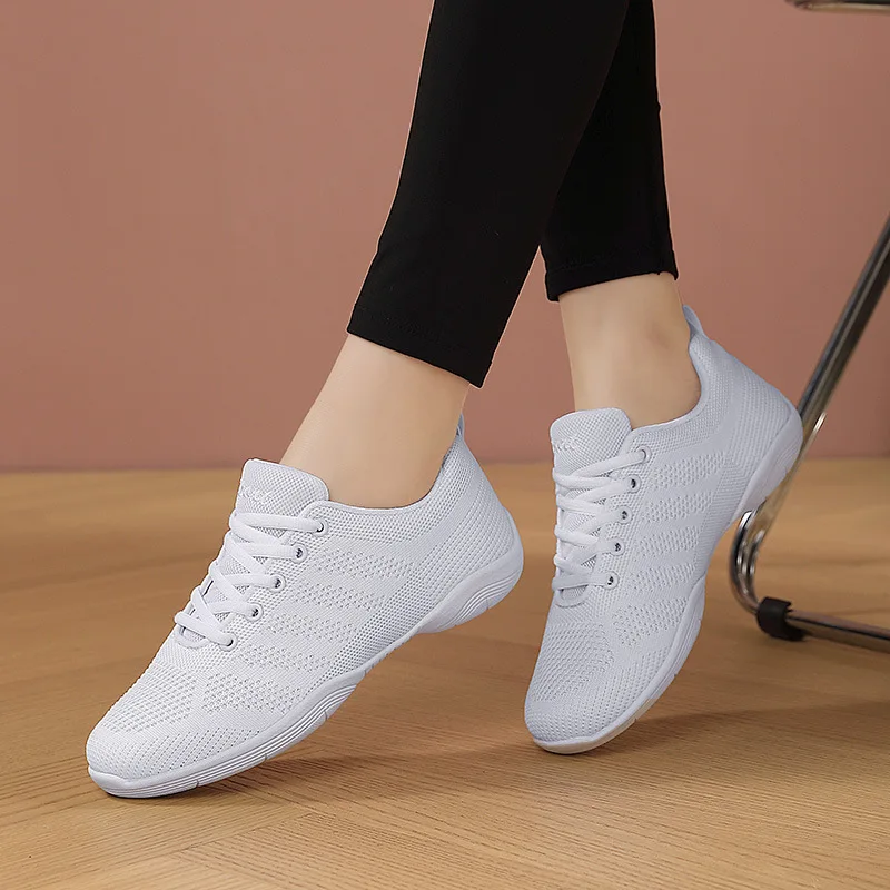 

Fitness dance shoes competitive aerobics shoes cheerleading training shoes men women white mesh competition dance sneakers Adult