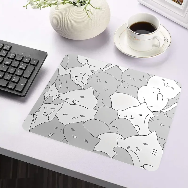 Cute grey cat table mat Portable non-slip mouse mat Animal abstract accessories board game office accessories Mouse mat suitable