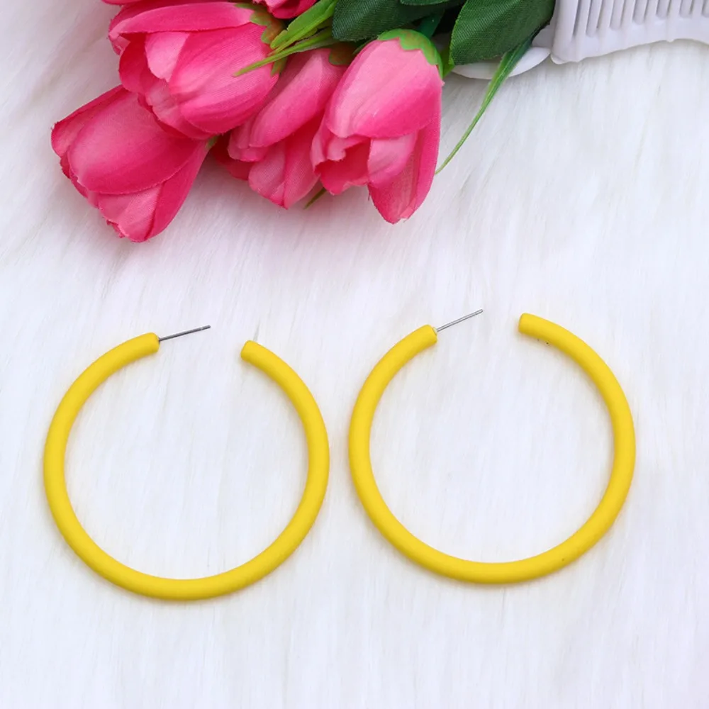 1 pair Fashion Acrylic Circular Earrings Round Circle Acrylic Earrings Jewelry Popular Accessories Decor