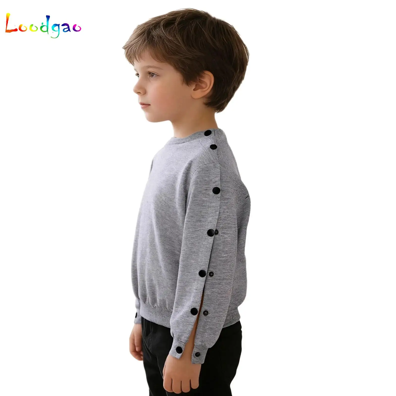 

Boys Girls Special Needs Adaptive Clothing Press Buttons Long Sleeves Pullover Sweatshirt Postoperative Recovery Surgery Shirts