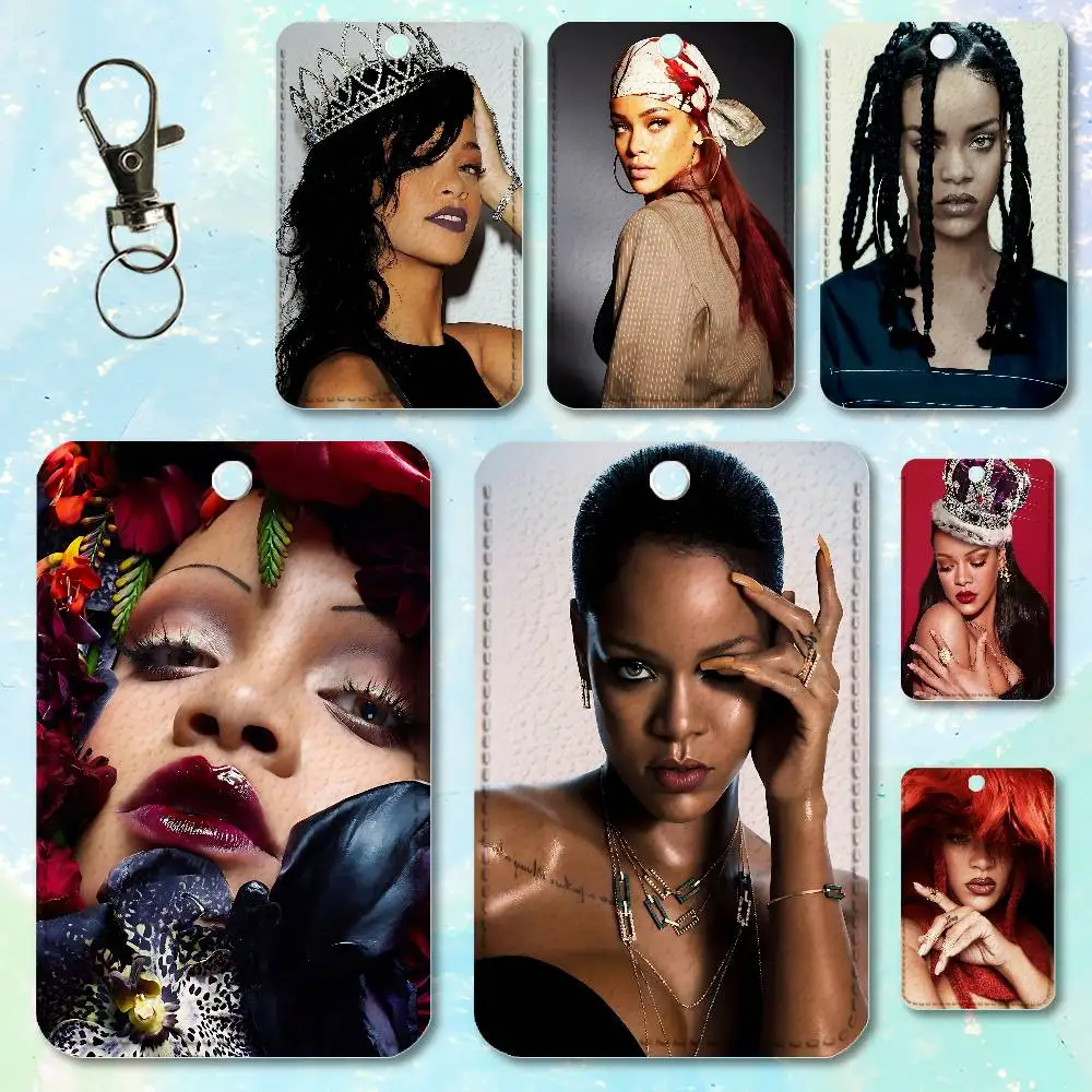 

Hot Singer R-Rihannas-S Premium PU Leather Card for Daily Use Holder Card Case with Metal Carabiner Customizable Design