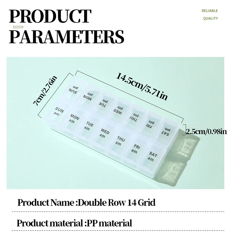 14 Grid Medication Box -7 Days ofMedication Can Be Taken on Time in the Morning and Afternoon, with Precise Preparation