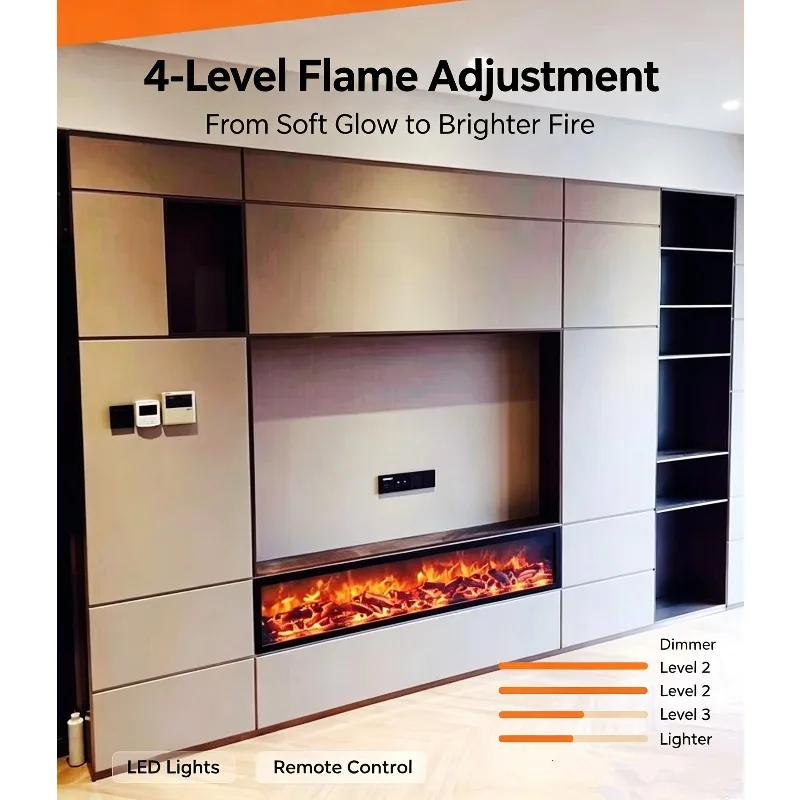 Factory Price Electric Insert Fireplace Adjustable Thermostat Remote Control LED Flame Built-In Installation 1-Year Warranty For