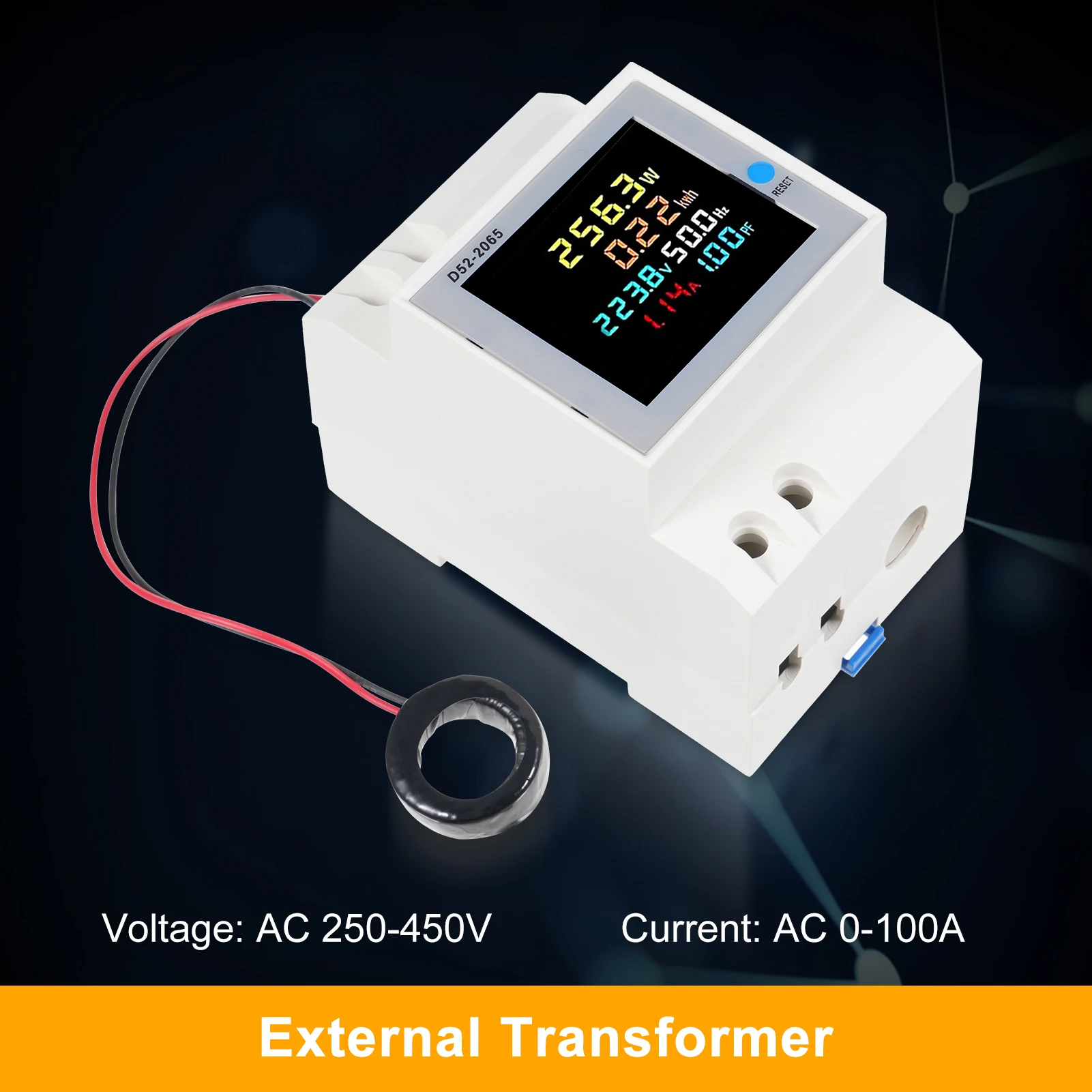 6in1 Digital Single Phase Energy Meter Tester Din Rail AC Monitor Voltage Current  Active KWH 100A Electricity Usage Monitor