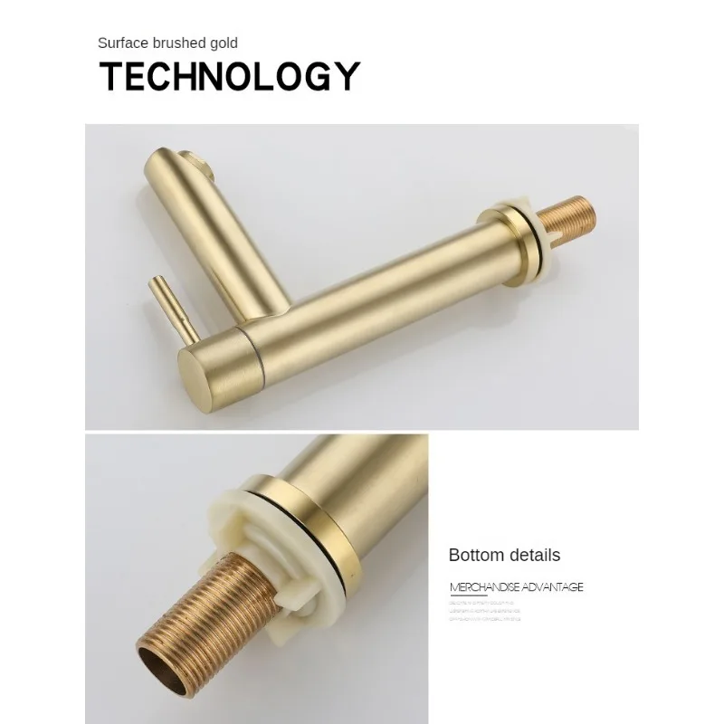 Bathroom Basin Faucet 1/2Inch 304 Stainless Steel Single Cold Water Tap Gold Black Sink Faucet Replacement Bathroom Accessories