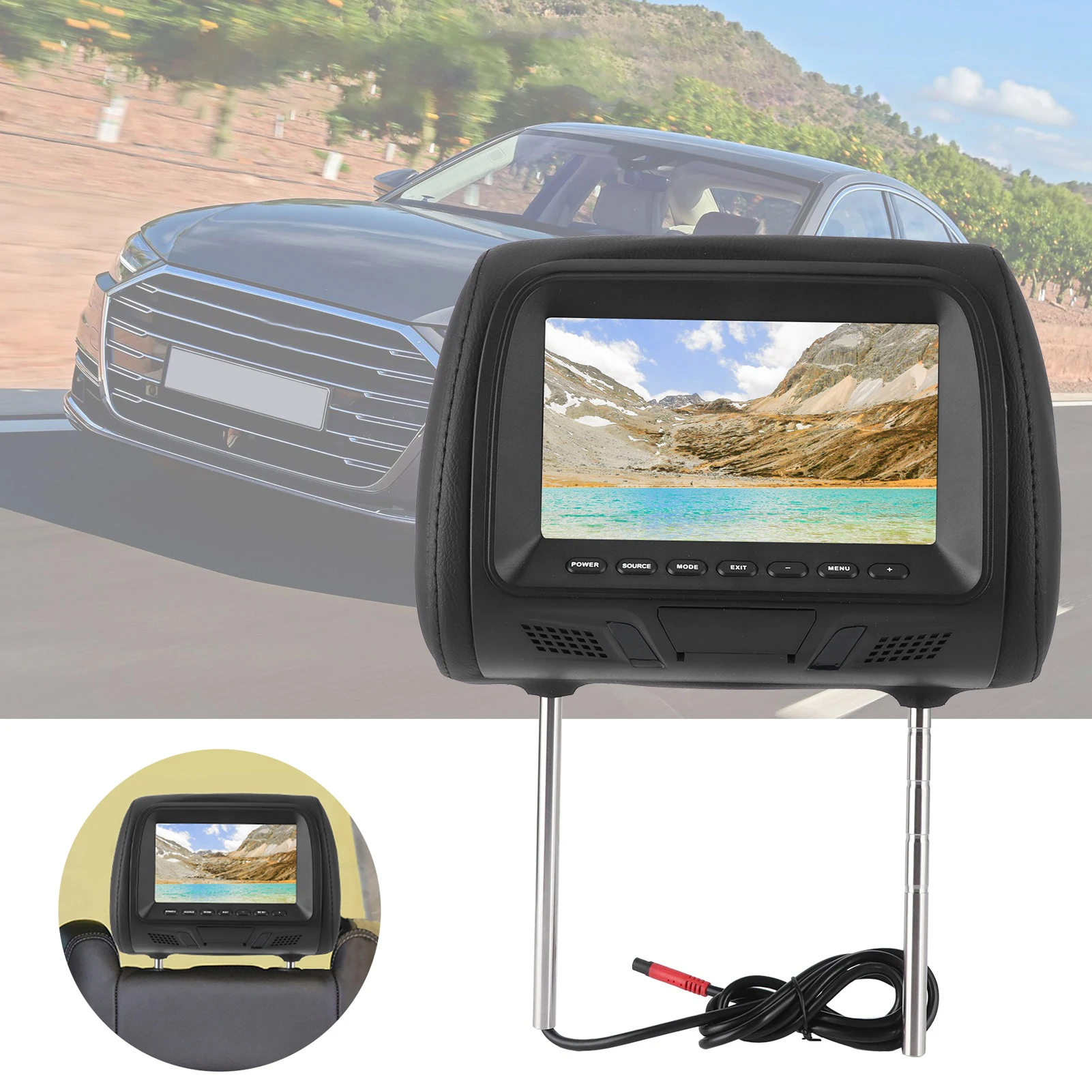 

Headrest Monitor Seat Back MP5 Multimedia Player Monitor MP5 Headrest LCD Display 7in Support USB Amplifier 7in Car Monitor