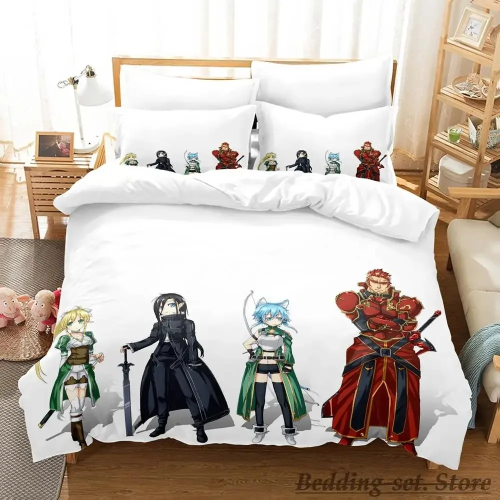 2023 Sword Art Online II Bedding Set Single Twin Full Queen King Size Bed Set Adult Kid Bedroom Duvetcover Sets Anime Bed