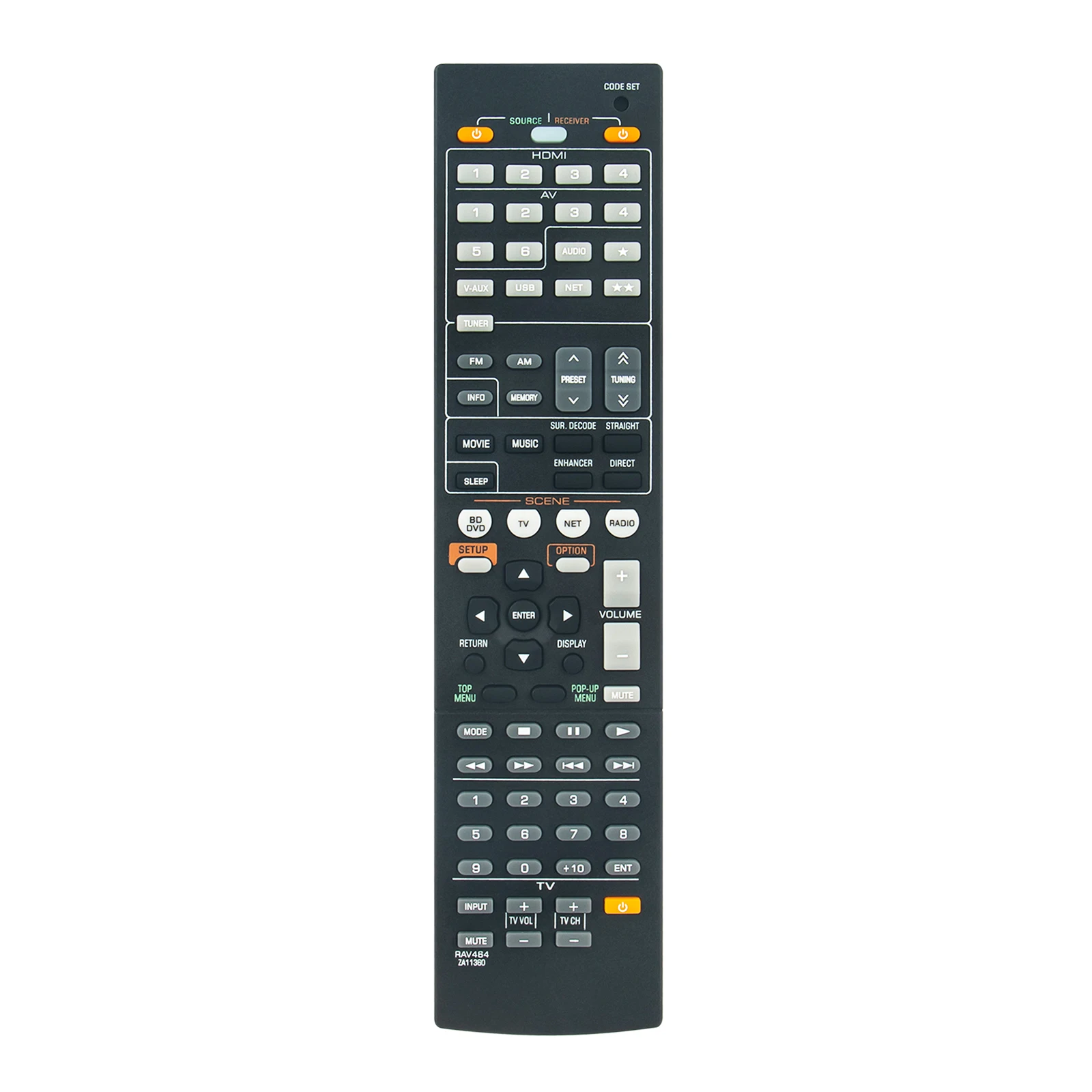 New RAV464 ZA11360 Replaced Remote Control Fit for Yamaha AV Receiver RX-V473BL RX-V473 HTR-4065