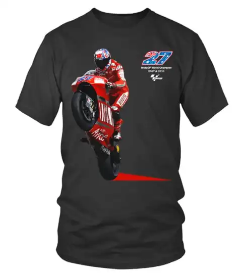 Round neck printed T-shirt suitable for both men and women - RD80-008-BK Casey Stoner