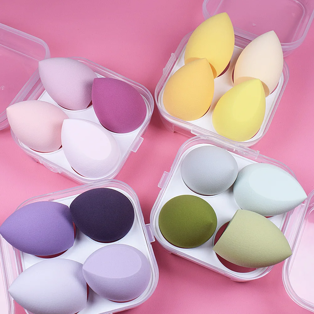 HUAZDS 1/4/pcs Makeup Blender Cosmetic Puff Makeup Sponge with Storage Box Foundation Powder Sponge Beauty Tool Women Make Up