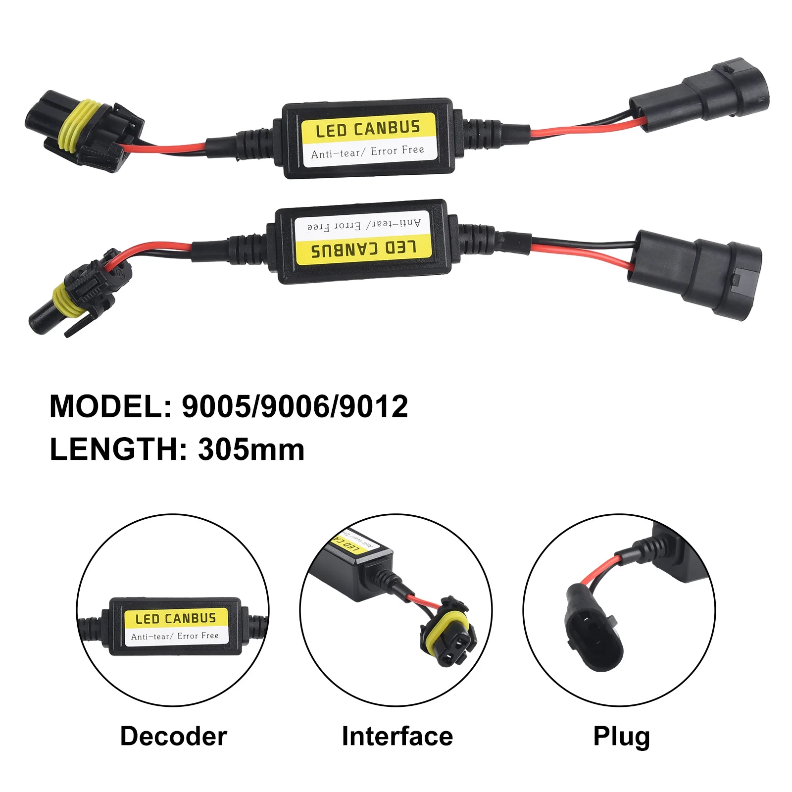 Set of 2 LED Canbus Decoders Anti Flicker Resistor Canceller for 9005/9006/9012 Cancel Error & Malfunction Alerts