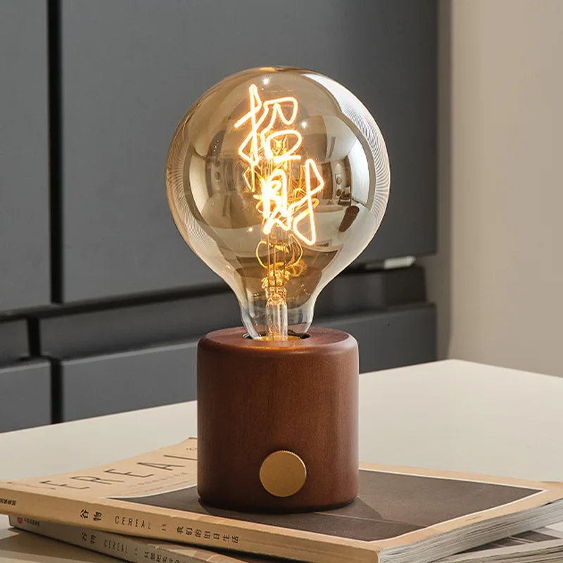 Creative Charging Knob Floor Lamps Warm Text Light Bulb Atmosphere Decorative Home Bedroom Cafe Small Indoor Night Table Lights