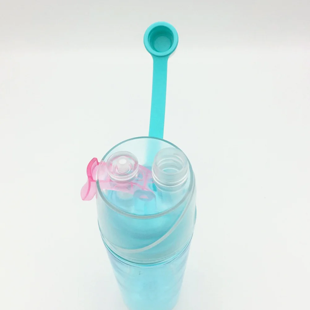 

600Ml Portable Water Bottle Cyan 2-In-1 Misting Spray Sipping Function Leak Proof Lightweight For Outdoor Travel Sports