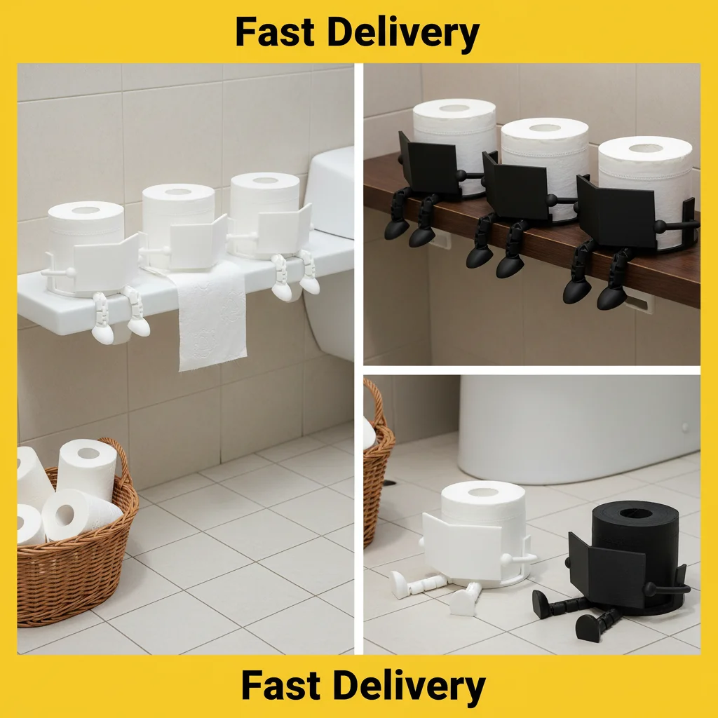 Creative Toilet Paper Holder Stand - Fun sitting posture design, Removable Joint Practical Art Ornament,Home Bathroom Decoration