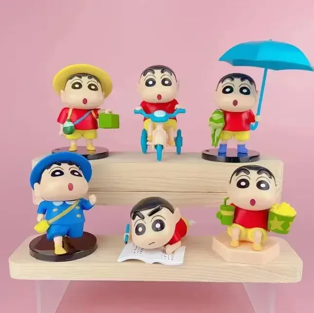 

Crayon Shin-chan ежедневная езда на велосипеде маленькие Новые Аниме фигурки друзья под дождем мультяшная кукла модная Игрушечная модель автомобиль настольные украшения