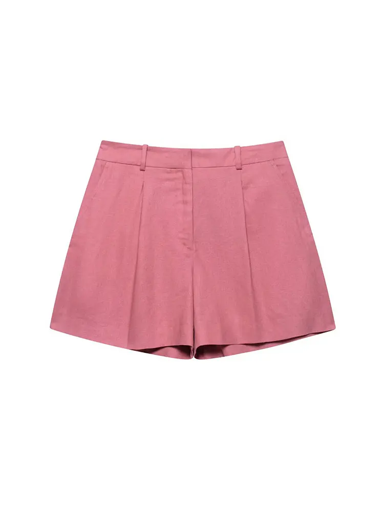 Traf casual chique feminino ternos sem mangas botão superior conjunto de duas peças com zíper shorts nova moda 2025 ternos de verão