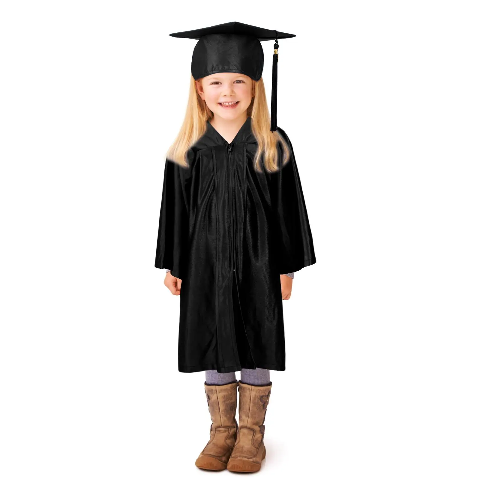 Preschool Graduation Gown Kids Black Hat Set Doctor Clothing Bright Color Combination Photo Shoot Party School Gathering