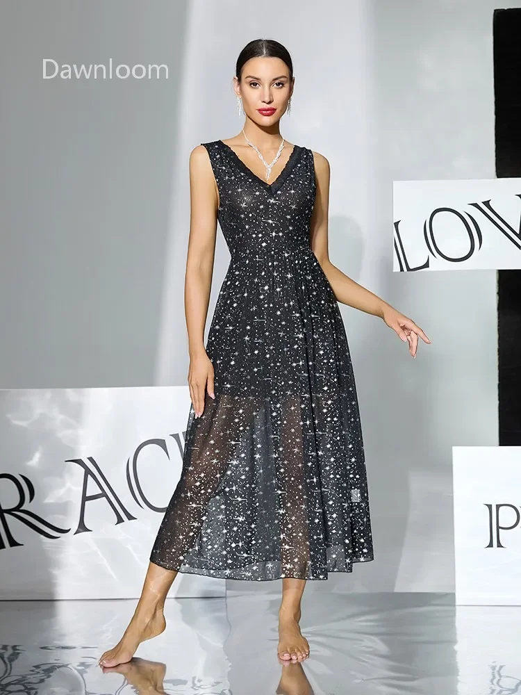 dawnloom-black-starlight-shimmer-sheer-tulle-v-neck-sleeveless-long-nightgown-for-women-luxury-dreamy-sexy-home-loungewear