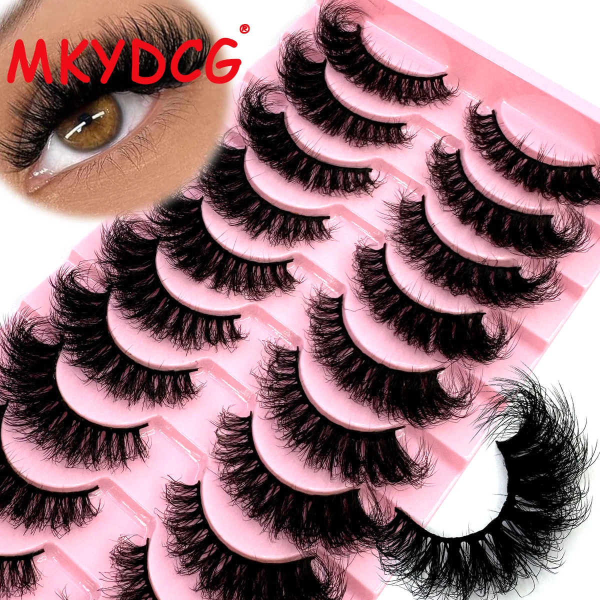 MKYDCG 2025 New10ペア キャットアイラッシュ ふわふわ フェイク ナチュラルミンク ラッシュ 8D ウィスピー ラッシュ パック ドラマチック ロング 厚め ボリューム アイラッシュ