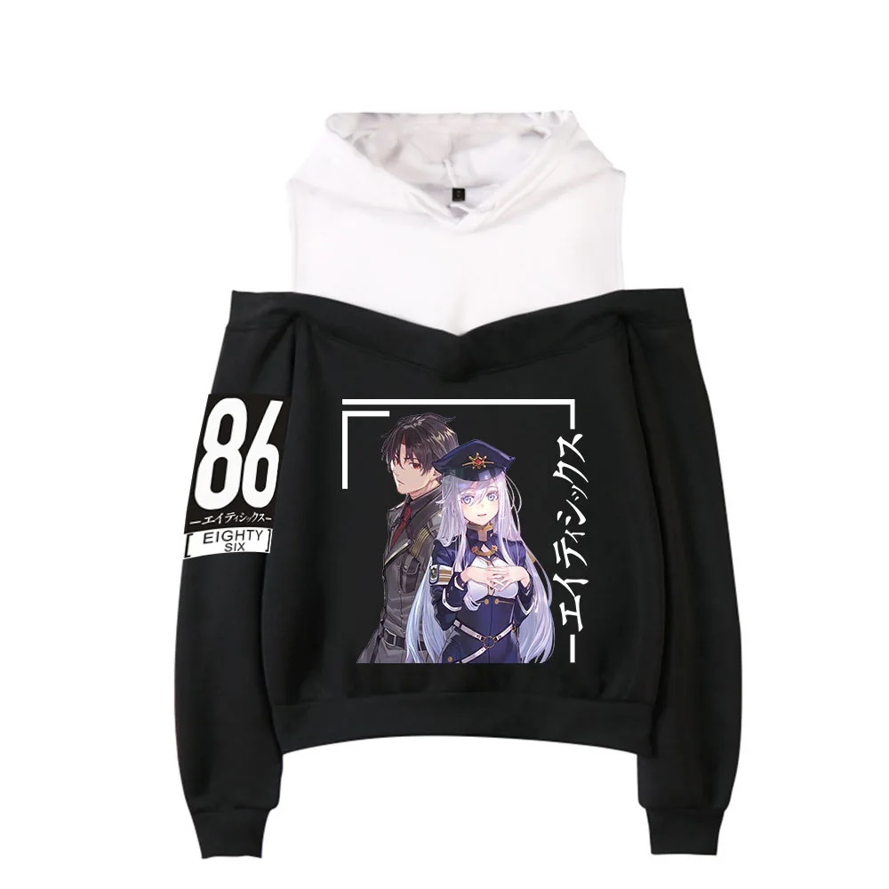 

Anime 86 Eighty Six Women Hoodie Sweatshirt Harajuku Streetwear Hip Hop Long Sleeve Sexy Off Shoulder Fleece Hooded Jacket