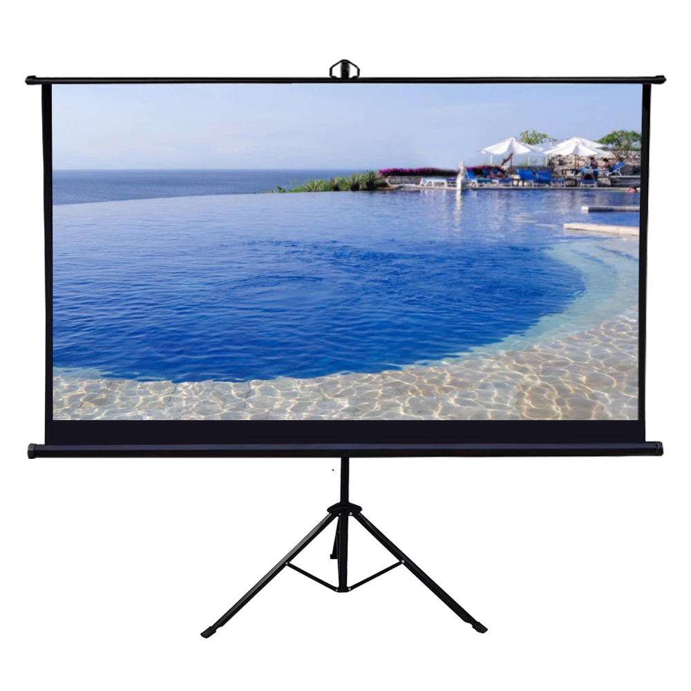 20264K Tripod Projector Screen with Stand 60/72/84/92/100/110/120/133/150 Inch Outdoor Projection Screen 16:9 Format with Carry
