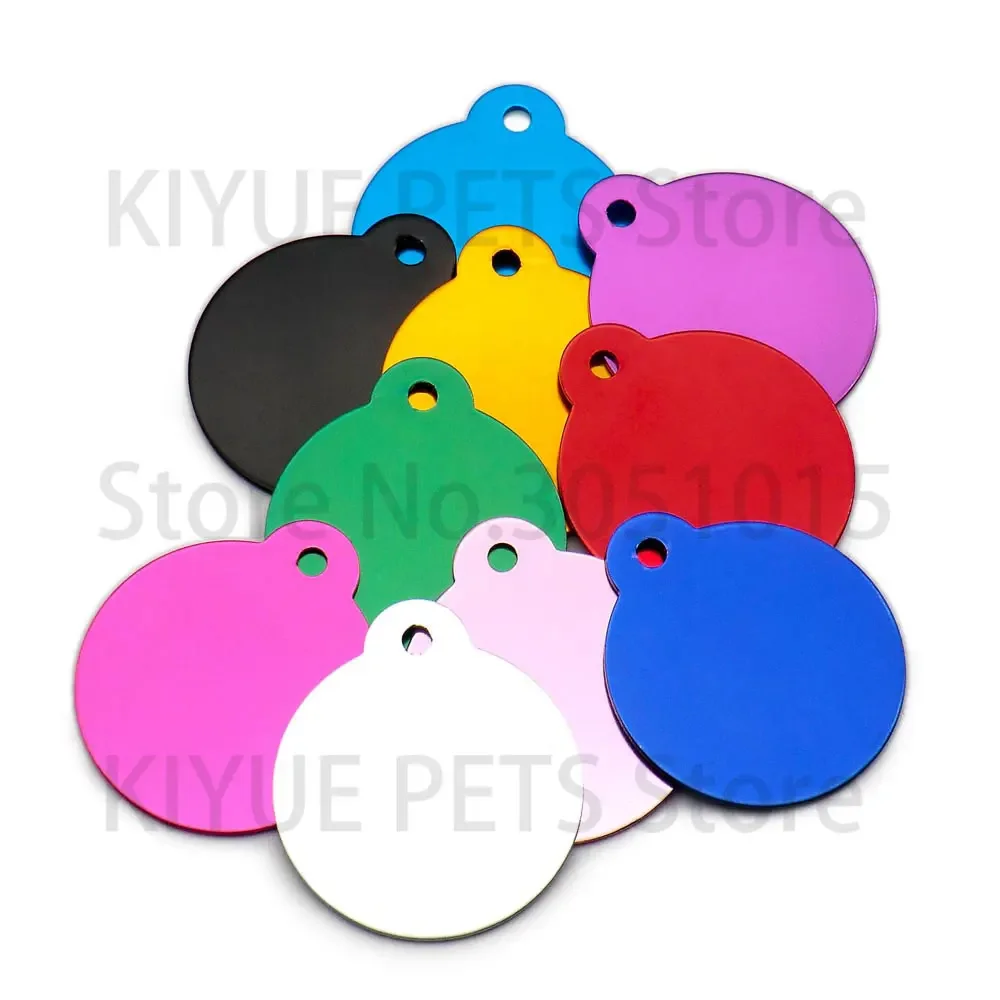 Wholesale 100 Pcs Round Anodizing Dog ID Tags Aluminium Personalized Customized Pet Tag For Dog Engraved Dog Name Tag Pendant