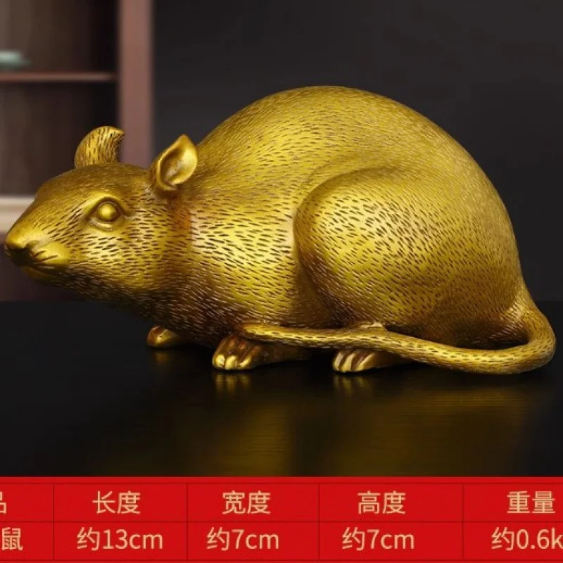 

Brass Ornament Zodiac Rat Lucky Charm Wealth Golden Hair Mouse Five Sons Home Desktop Decoration