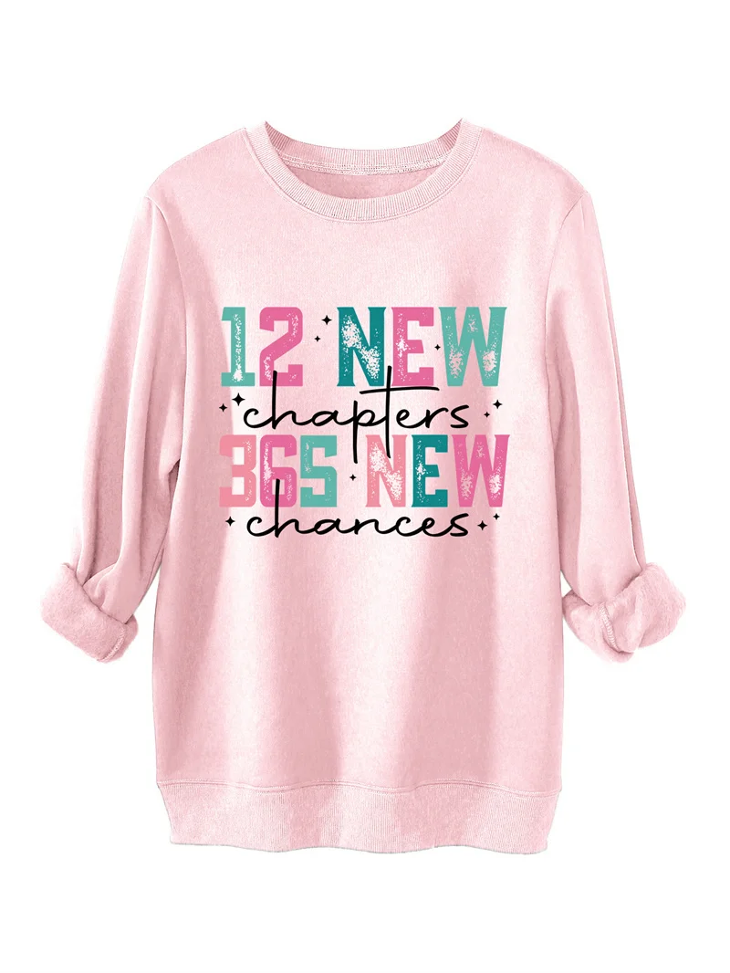 Autumn and winter thickened warm fashion casual 12newchapters365new printed women's crewneck fleece hoodie