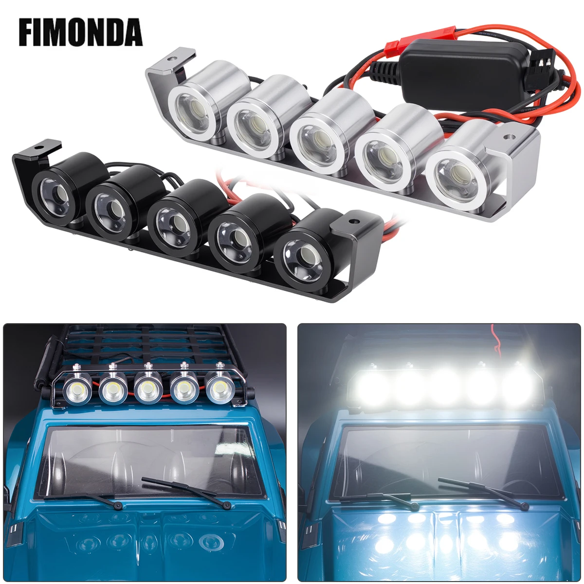 Aluminum 5 LED Light Headlight Spotlight for 1/10 RC Crawler Axial SCX10 90046 RC4WD D90 TRX4 TRX6 DIY Parts