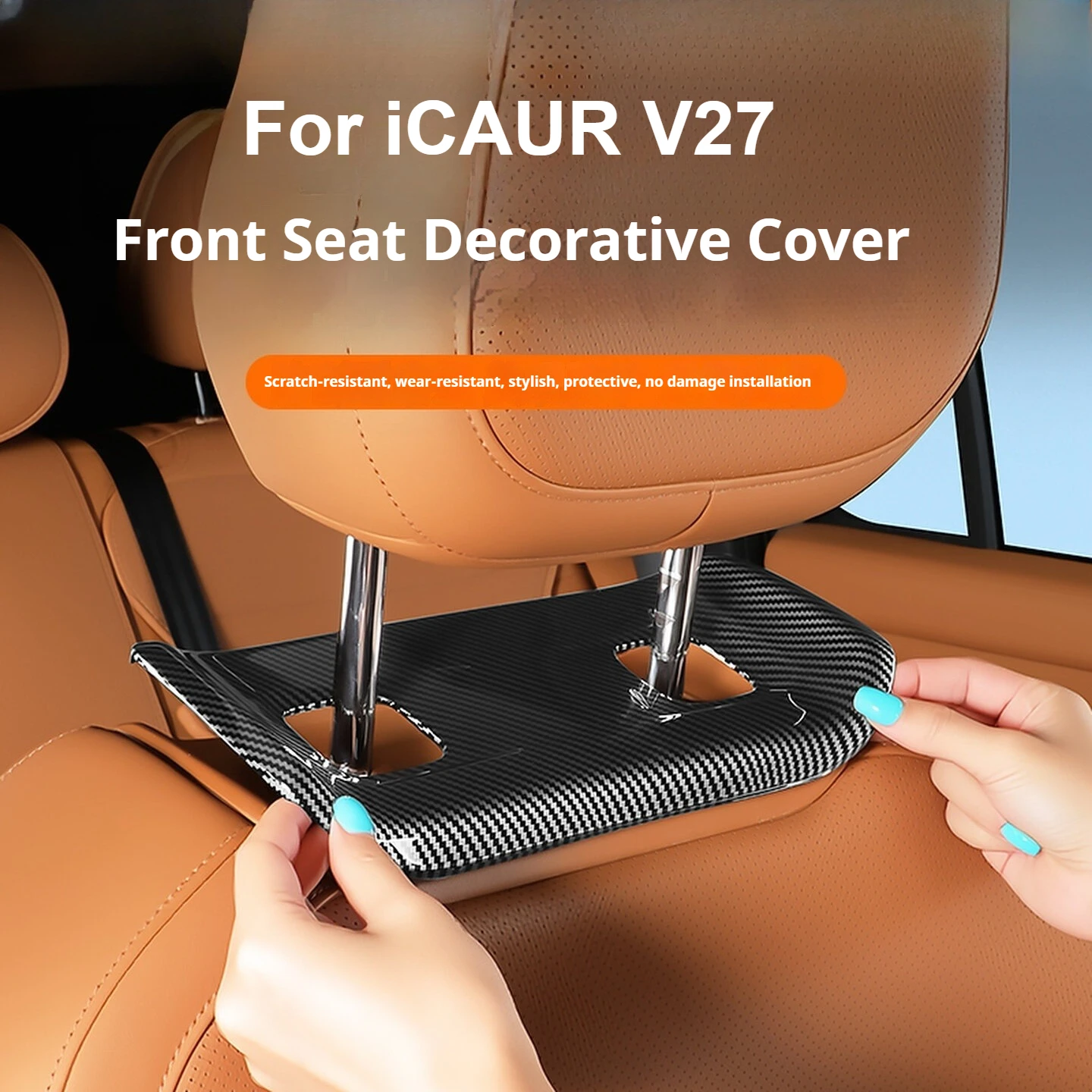 For Chery ICAUR V27 Car Front Seat Trim Covers ABS Headrest Base Protective Cover Modifications Interior Dedicated Accessories