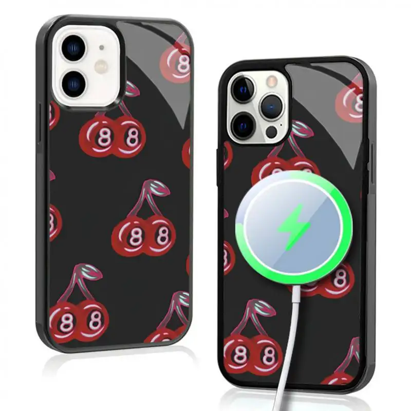 Cherry Ball 8 Airbrush Phone Case For IPhone 11 12 13 14 15 Plus Pro Max Mirror Acrylic Cover For Magsafe Wireless Charging