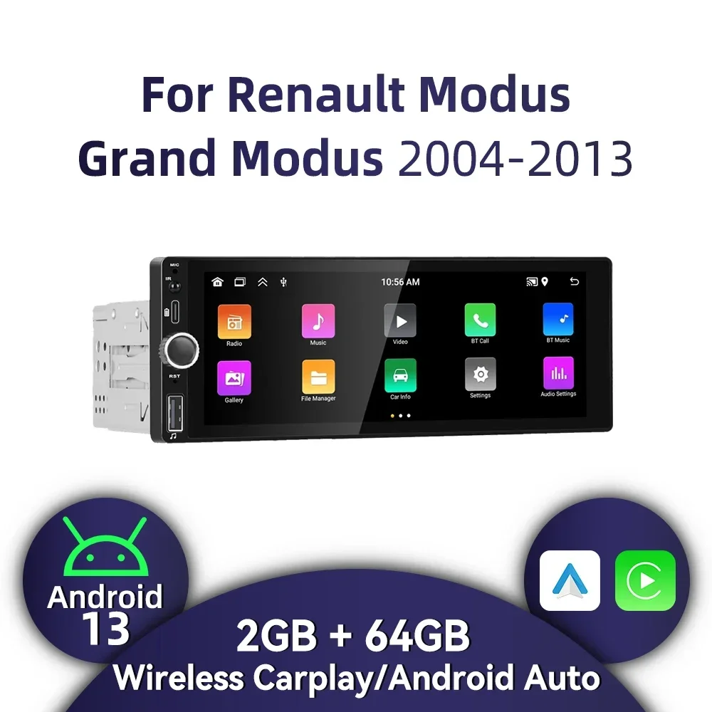 1Din Car Radio Android for Renault Modus Grand Modus 2004-2013 6.86