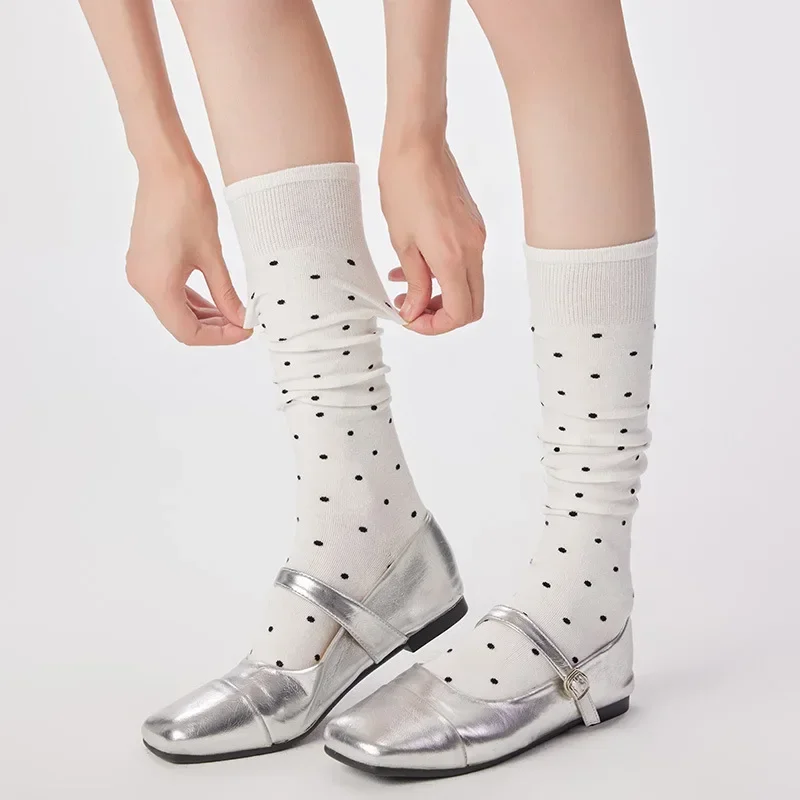 Frauen Sommer Nylon Dünne Transparente Lolita Kawaii Strümpfe Polka Dot Print Lange Socken Dessous Sexy Mesh Fishnet Hohe Knie Socke