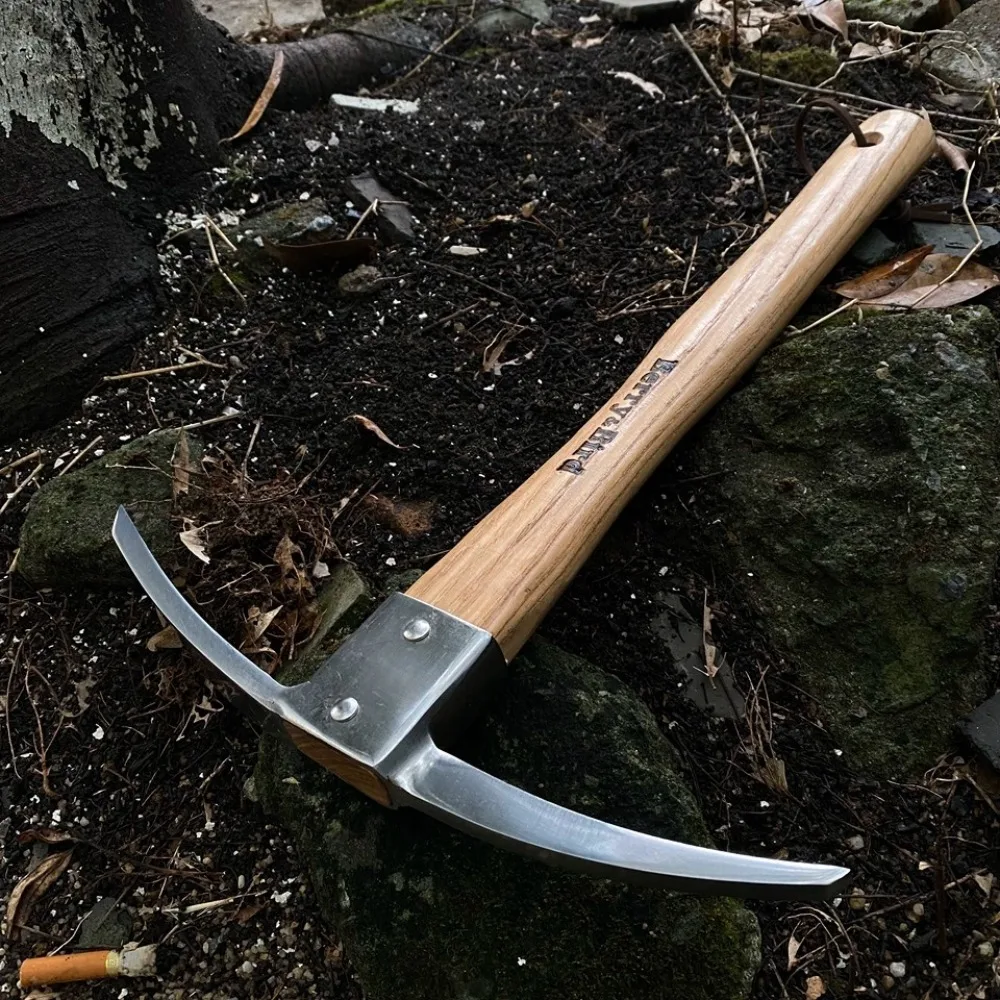 Stainless Steel Garden Hoe 38cm Weeding Digging Tool for Gardening Outdoor Work Multipurpose Pickaxe Wood Handle Durable