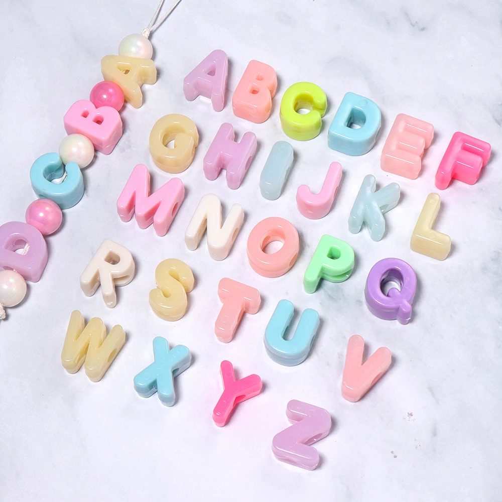 170pcs Random Mixed Color A to Z Alphabet Beads Side Hole Loose Letter Bead for DIY Jewelry Making Bracelet Keychain Accessories