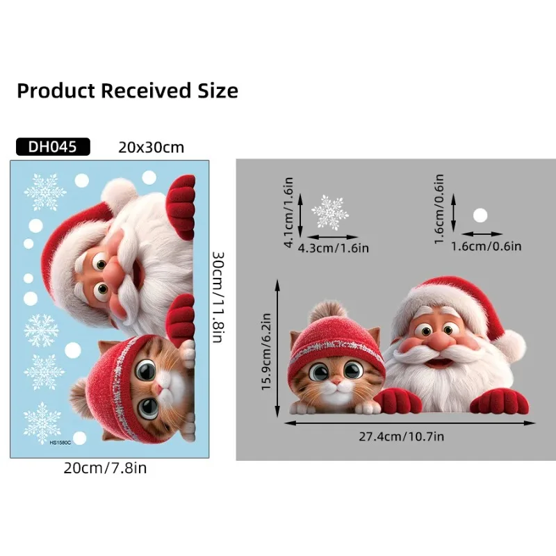 Santa Claus Glass Sticker for Window Decoration, Removable