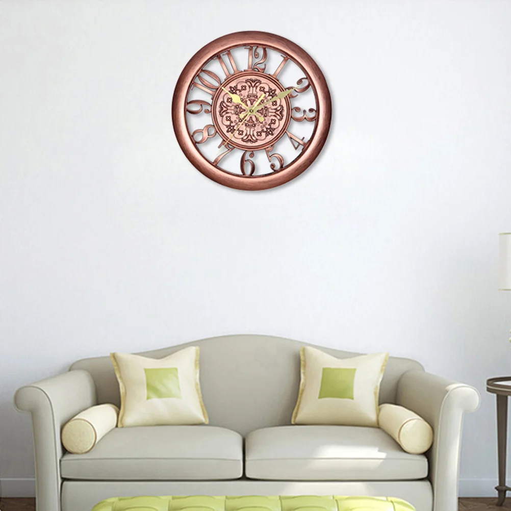 

11 Inch Vintage Wall Clock Silent Decorative for Home Office Living Room Kitchen Easy to Hang Creative Design Cupreous
