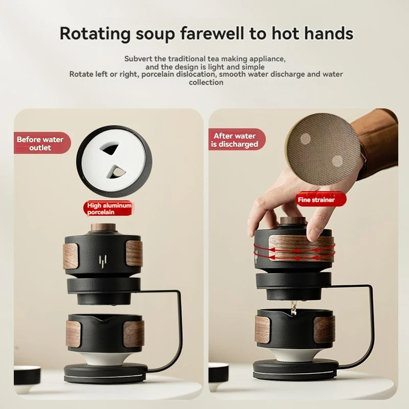 1 set Creative lazy Tea set Semi-Automatic Teapot Ceramics Rotating Water-conducting Tea set Chinese Kung Fu tea set
