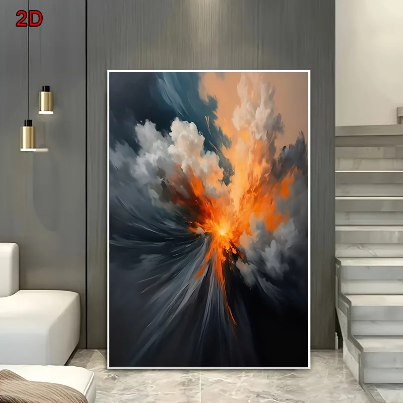 طباعة فنية على شكل ثوران بركان تجريدي وغيوم، ديكور جداري حديث بسيط لغرفة المعيشة وغرفة النوم والمكتب والدراسة والنوم #1