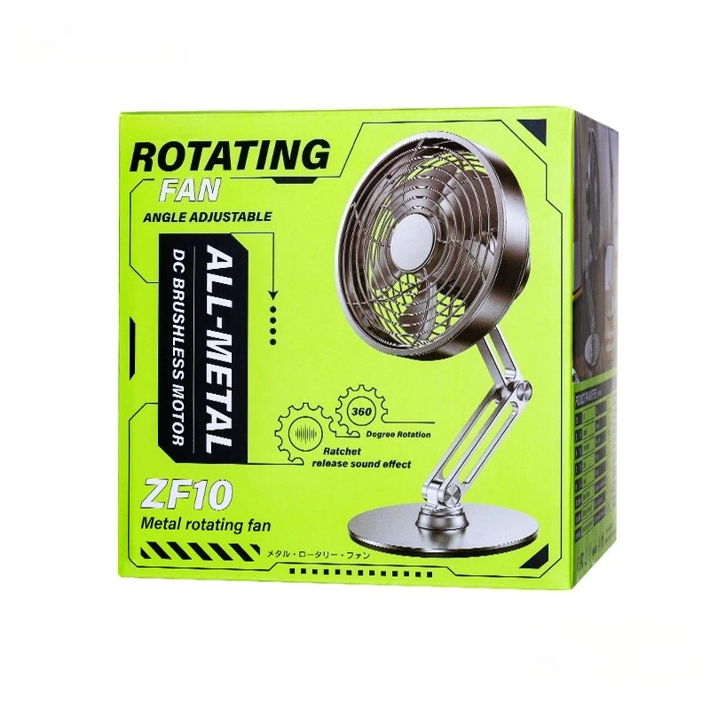 Rechargeable Foldable Mini Desktop Fan with 360° Rotating Metal Head, Portable Quiet Small Fan for Office Travel Home