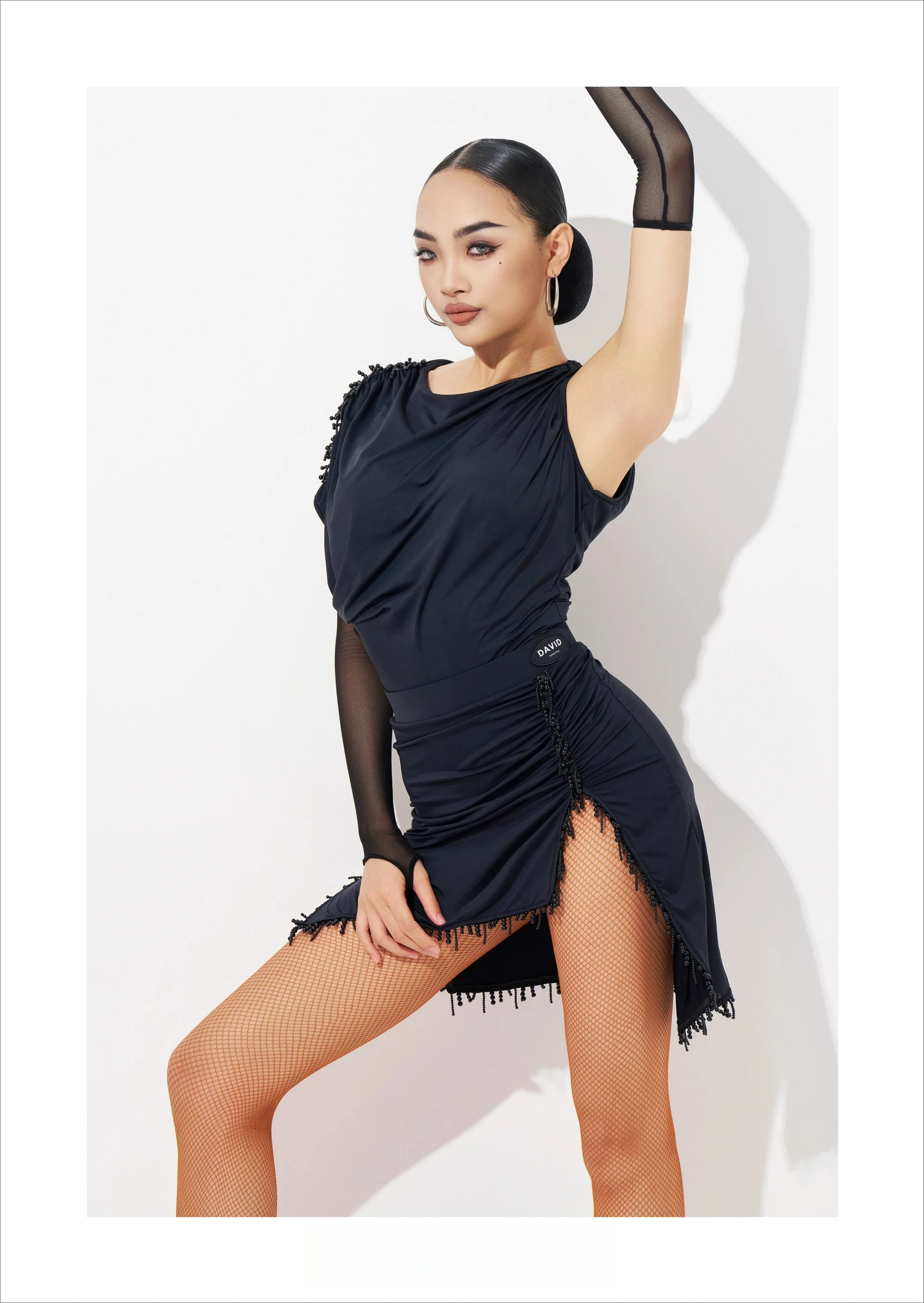 UK Latin danskostuum dames tweedelige set met rok voor Latin danspraktijk en examengebruik Ballroomdanskostuums