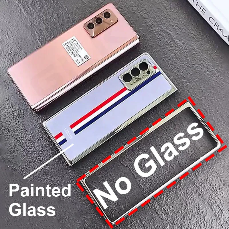 Original Case For Samsung Galaxy Z Fold 5 4 3 Painted Tempered Glass Plating Frame Protective Cover For Galaxy Z Fold3 4 5 Case