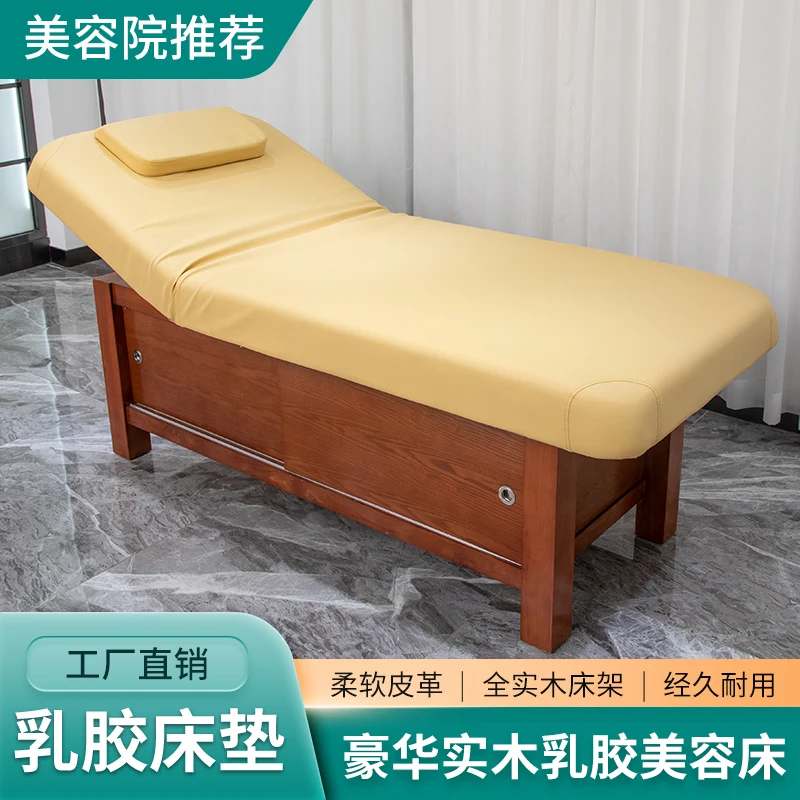 Physiotherapy bed with holes, meijie body bed, folding oak massage bed, massage bed for home use.