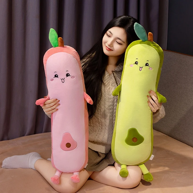 80/120/150cm Cute Long Strip Fruit Plush Doll Pillow Soft Vegetable Carrot Avocado Peach Plush Toy Home Decor Gift For Children