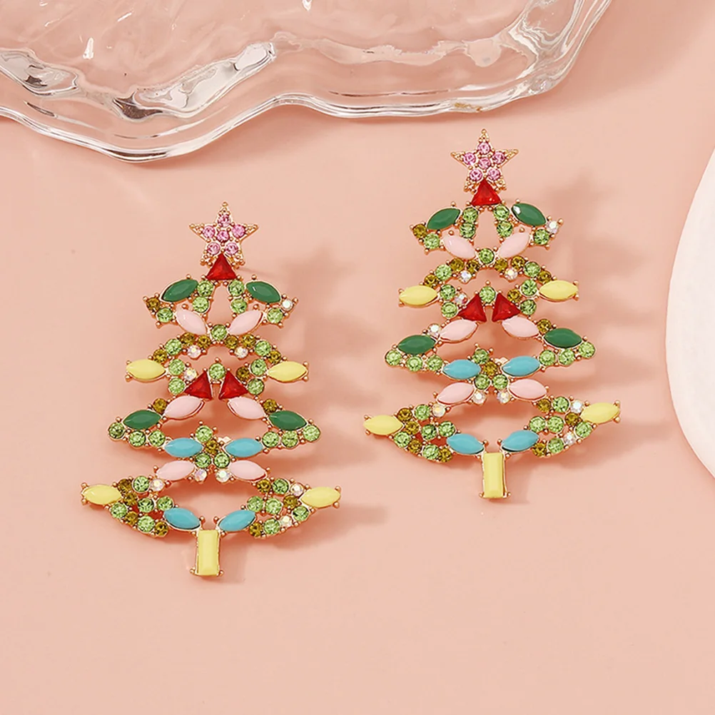 

Rhinestone Christmas Earrings for Women Gemstone Drop Pendant Jewelry Holiday Aesthetic Accessories Trendy Light Luxury Dangle
