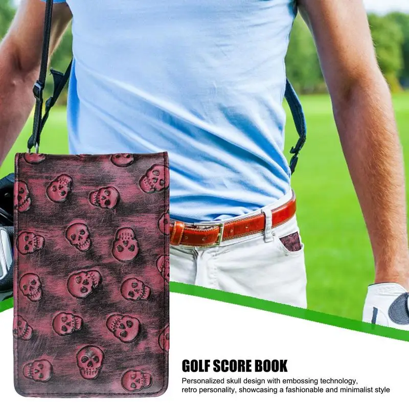 Golf Scorecard Waterproof Golf Yardage Book Portable Scorecard Holder Notebook With Skull Pattern For Friends Family Colleagues